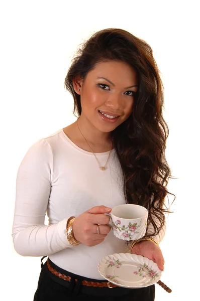 Chica beber café. —  Fotos de Stock