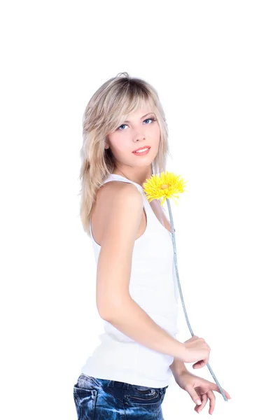 Młoda dziewczyna z kwiatem — Zdjęcie stockowe