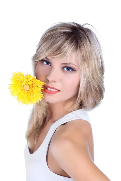 Młoda dziewczyna z kwiatem — Zdjęcie stockowe