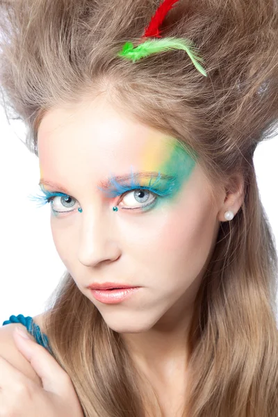 Beautiful woman with color makeup Stock Picture