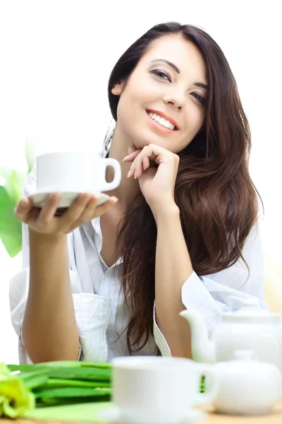 Bella donna in caffè — Foto Stock