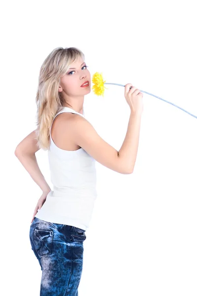 Chica joven con flor —  Fotos de Stock