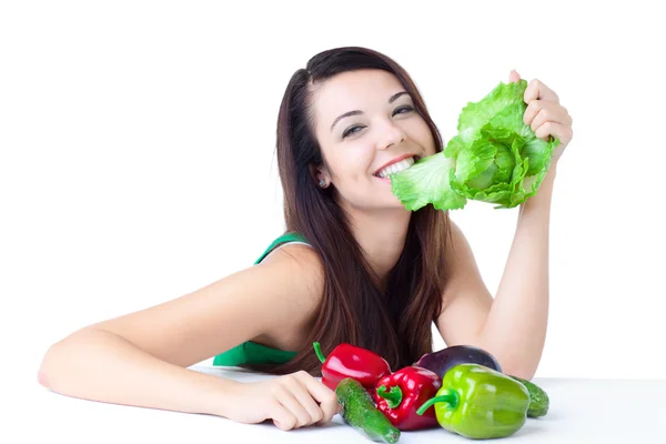 Jeune fille avec des légumes — Photo