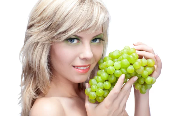Giovane ragazza con uva — Foto Stock