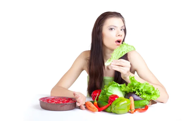 Young girl with vegetables — Stock Photo, Image