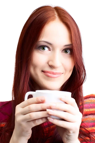 Mooie vrouw in cafe — Stockfoto