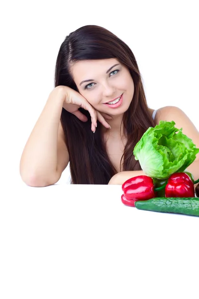 Mladá dívka se zeleninou — Stock fotografie