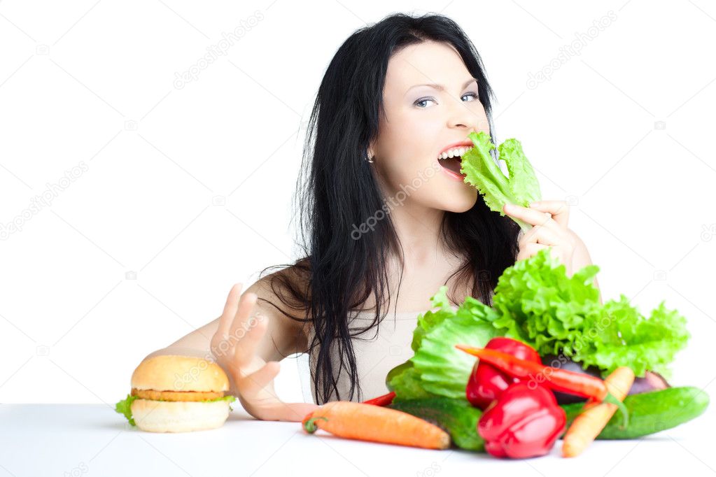 Beautiful woman with vegetables