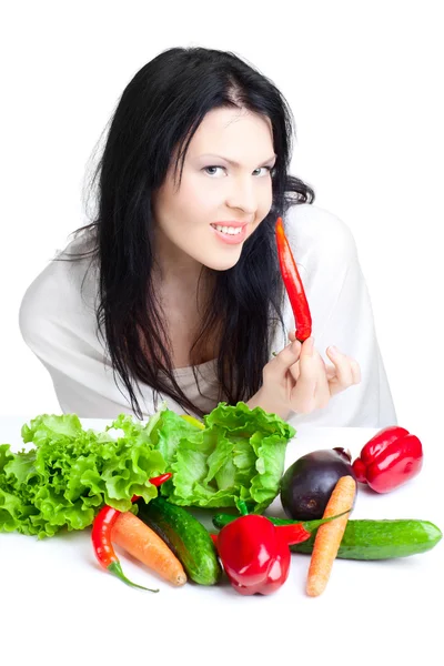 野菜と美しい女性 — ストック写真