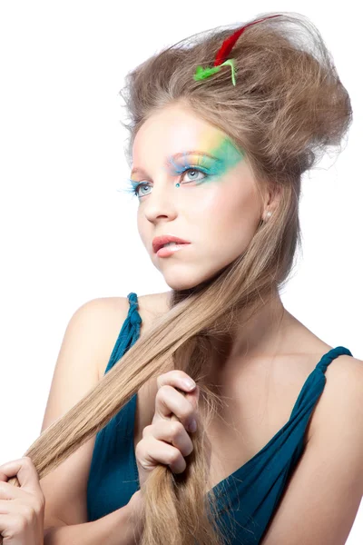 Mulher bonita com maquiagem de cor — Fotografia de Stock