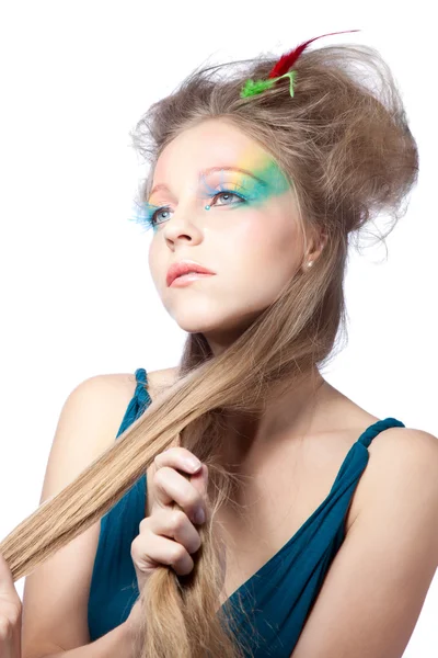 Schöne Frau mit Farbe Make-up — Stockfoto