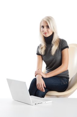Beautiful woman with laptop clipart