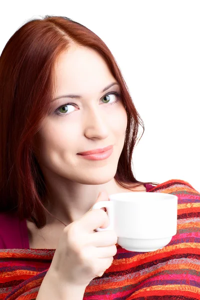 Mulher com copo de café — Fotografia de Stock