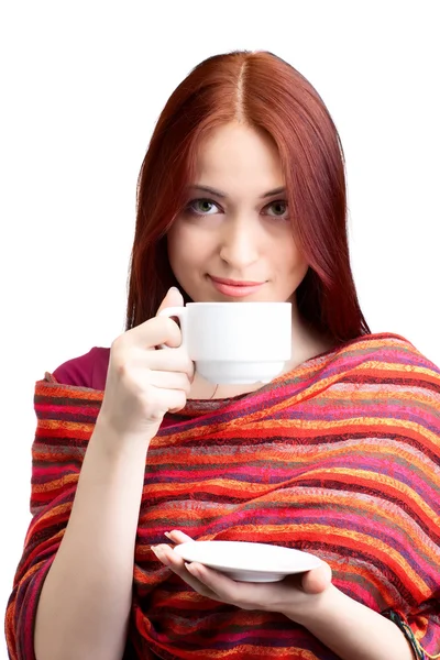 Mooie vrouw in cafe — Stockfoto