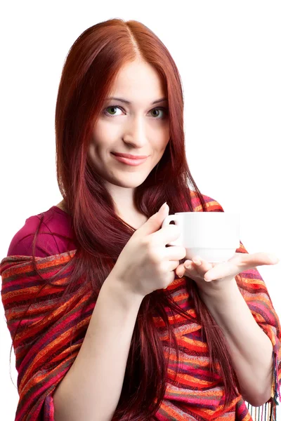 Piękna kobieta w kawiarni — Zdjęcie stockowe