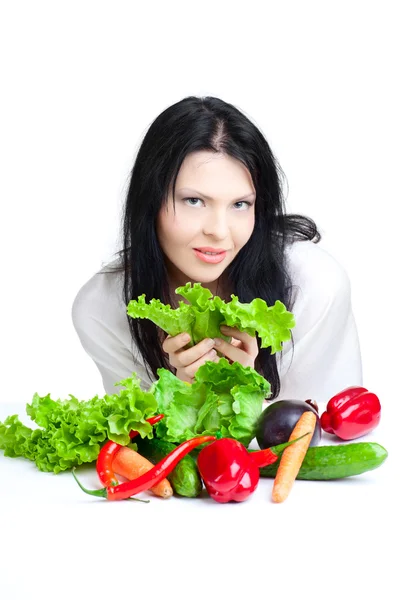Mulher bonita com legumes — Fotografia de Stock