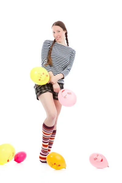 Dívka s balóny — Stock fotografie