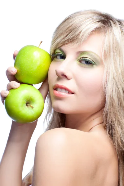 りんごを持つ若い女の子 — ストック写真