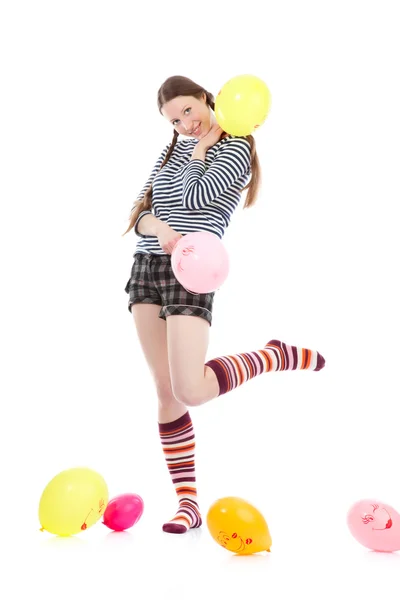 Flicka med baloons — Stockfoto