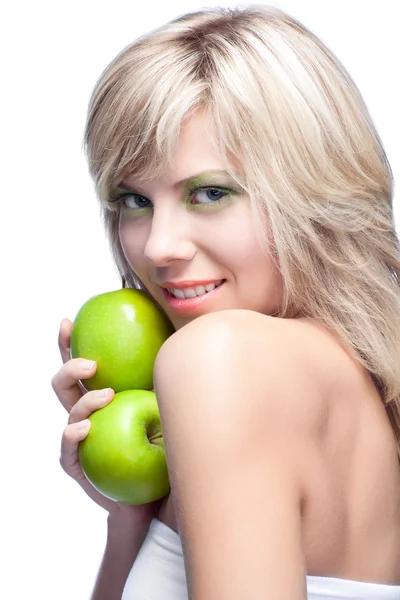 Giovane ragazza con mele — Foto Stock