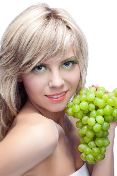 Giovane ragazza con uva — Foto Stock