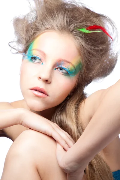 Stock image Beautiful woman with color makeup