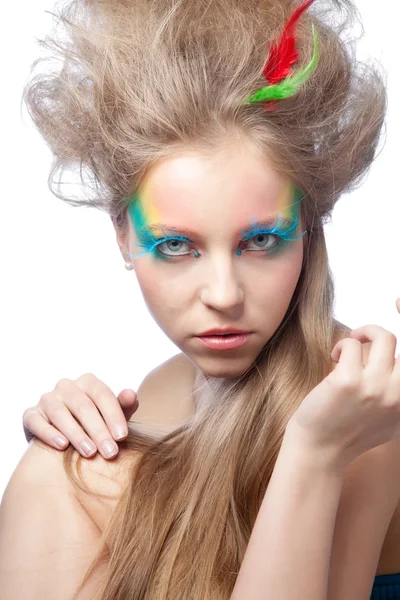 Beautiful woman with color makeup Stock Photo