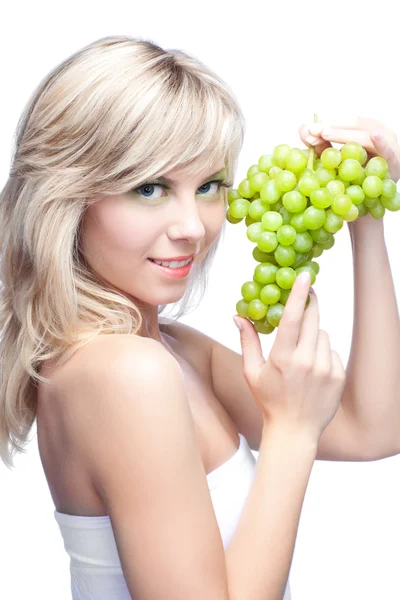 Chica joven con uva — Foto de Stock