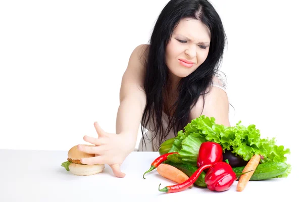 Beautiful woman with vegetables — Stock Photo, Image