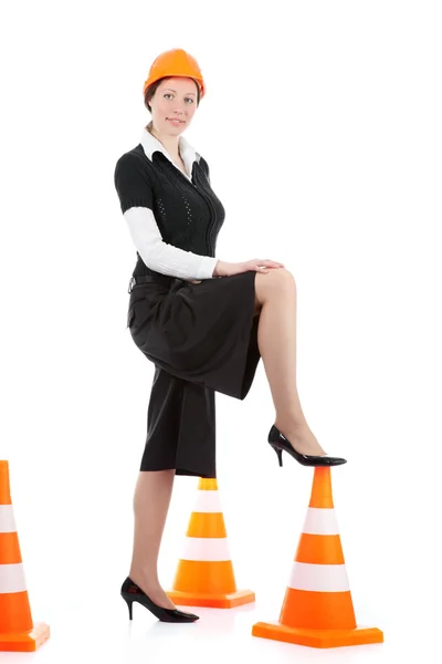 Business Woman Cones White Background — Stock Photo, Image