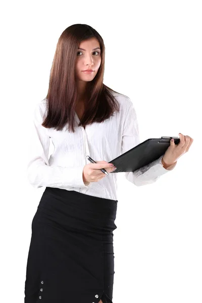 Eine Attraktive Kompetent Aussehende Geschäftsfrau Mit Aktentasche — Stockfoto