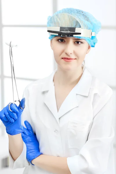 Young Working Beautiful Woman Doctor Uniform — Stock Photo, Image
