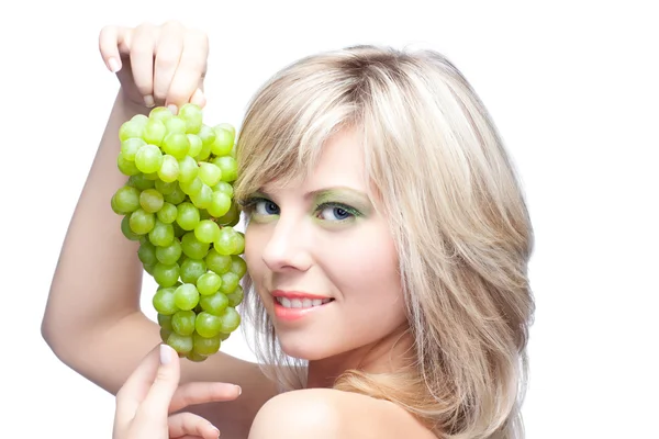 Ung flicka med grape — Stockfoto