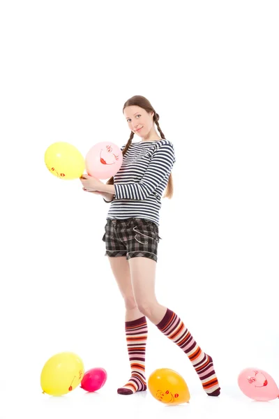 Девушка с шариками — стоковое фото