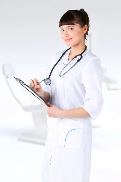 Young girl doctor young man doctor hospital medical — Stock Photo, Image