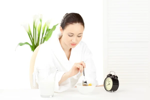 stock image Happy Woman Holding Bowl