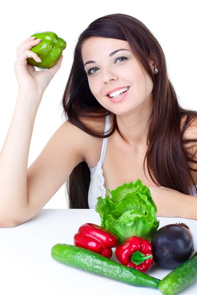 Молодая девушка с овощами Лицензионные Стоковые Фото