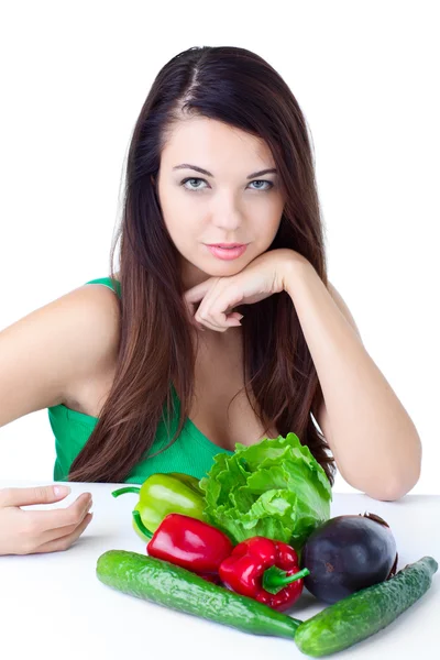 Young girl with vegetables Stock Photo