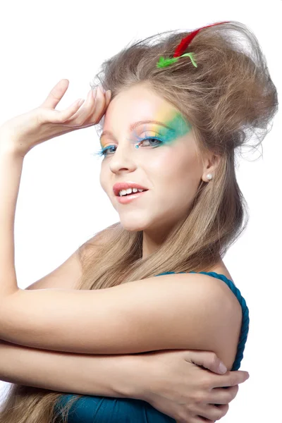 Renkli makyaj ile güzel bir kadın — Stok fotoğraf