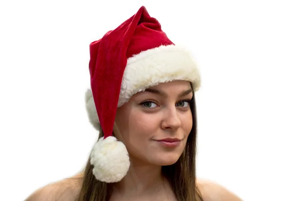 Women in a Santa Claus hat — Stock Photo, Image