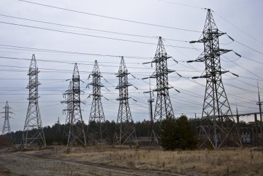 Power transmission towers clipart