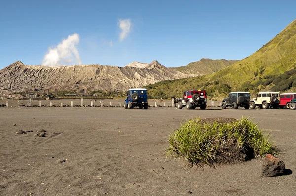 Bromo Vulkan Blick Auf Einen Klaren Blauen Himmel — Stockfoto