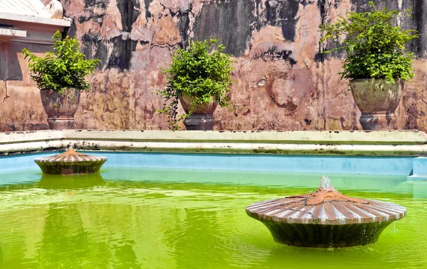 Taman sari basen zamek zielony — Zdjęcie stockowe