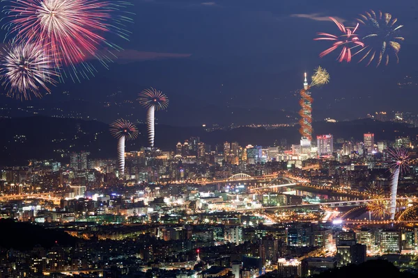 Fireworks Taipei City — Stock Photo, Image