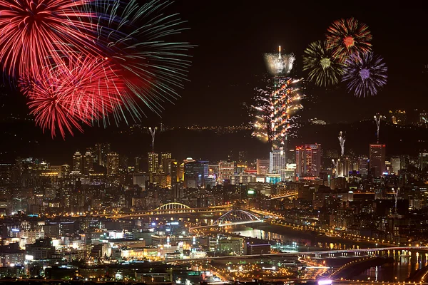 stock image Fire works Night sense of the Taipei City