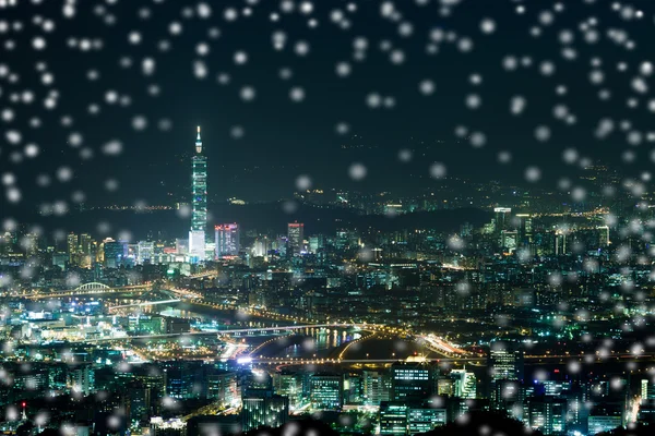 台北市的雪夜感 — 图库照片