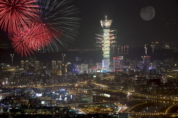 Fire works of the Taipei City — Stock Photo, Image