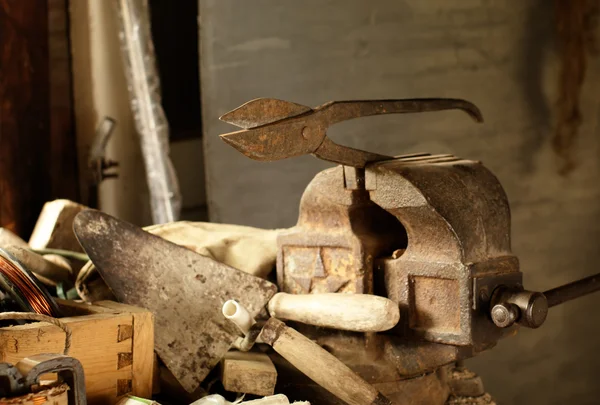 stock image Old shears and trowel