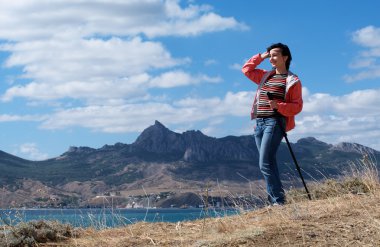 turist kadın Dağları