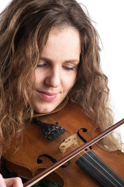 Rossa donna suonare il violino — Foto Stock